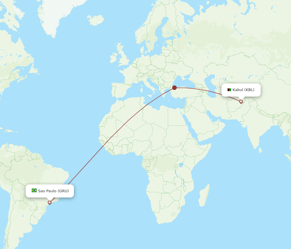 GRU-KBL flight routes