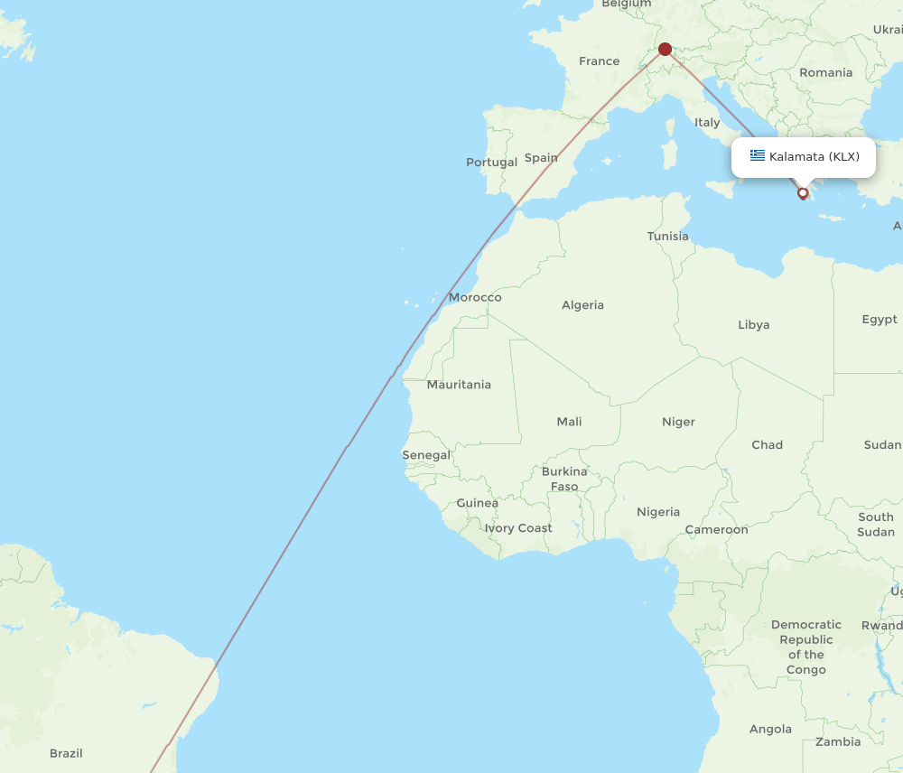 GRU-KLX flight routes