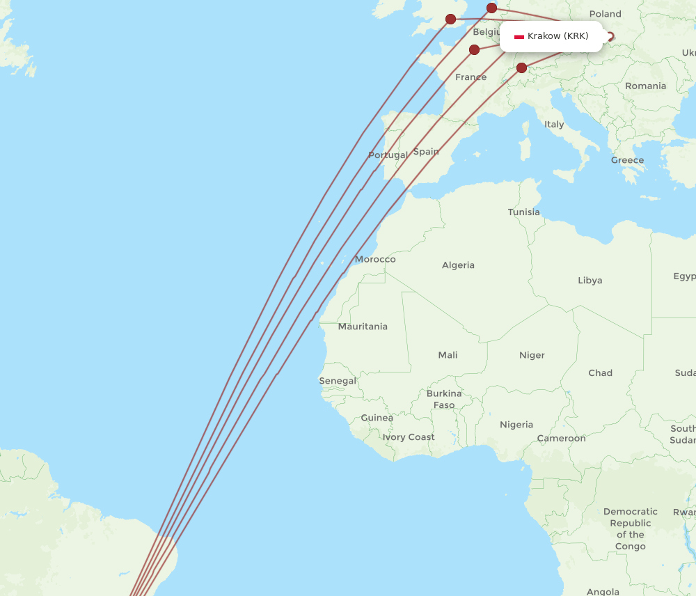 GRU-KRK flight routes