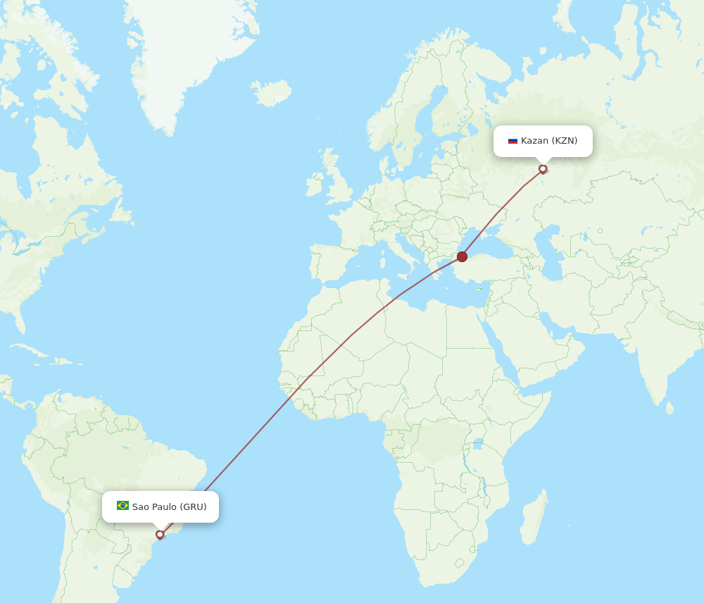 GRU-KZN flight routes
