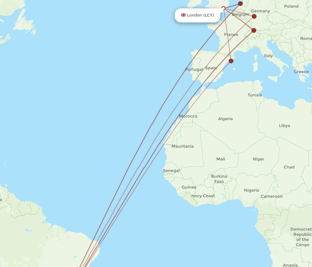 GRU-LCY flight routes