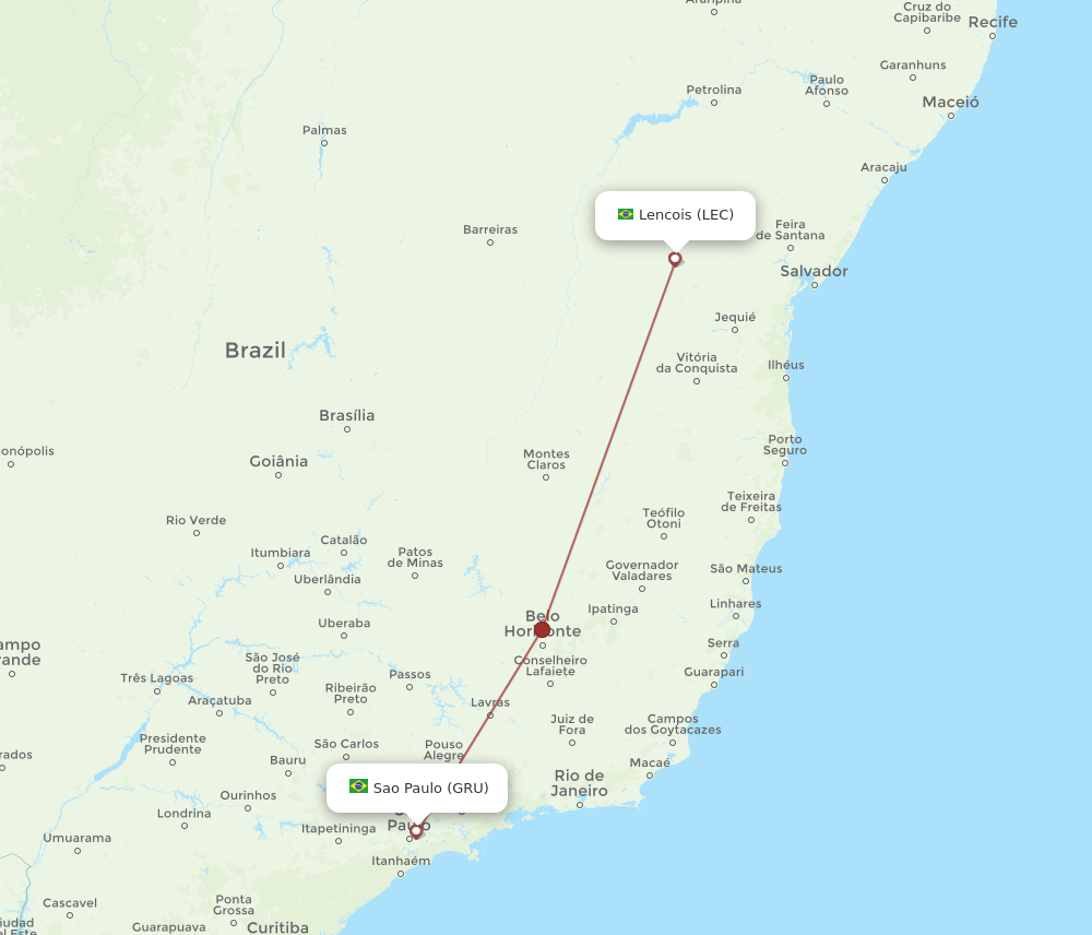 GRU-LEC flight routes