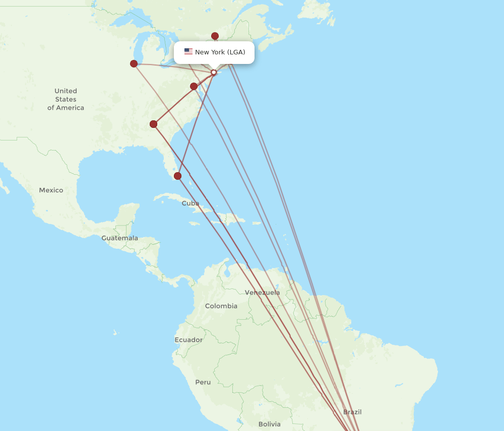 GRU-LGA flight routes