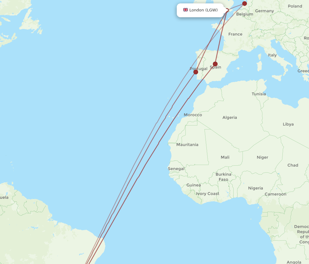 GRU-LGW flight routes
