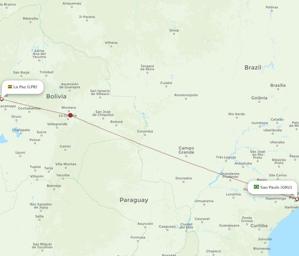 GRU to LPB flights and routes map