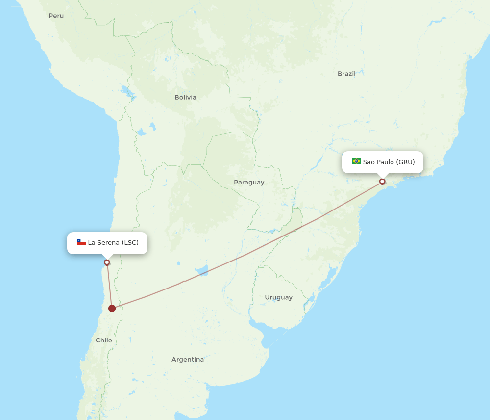 GRU-LSC flight routes