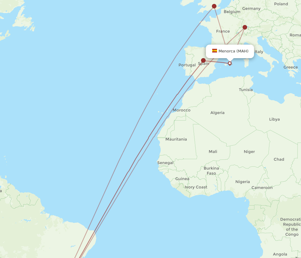 GRU-MAH flight routes