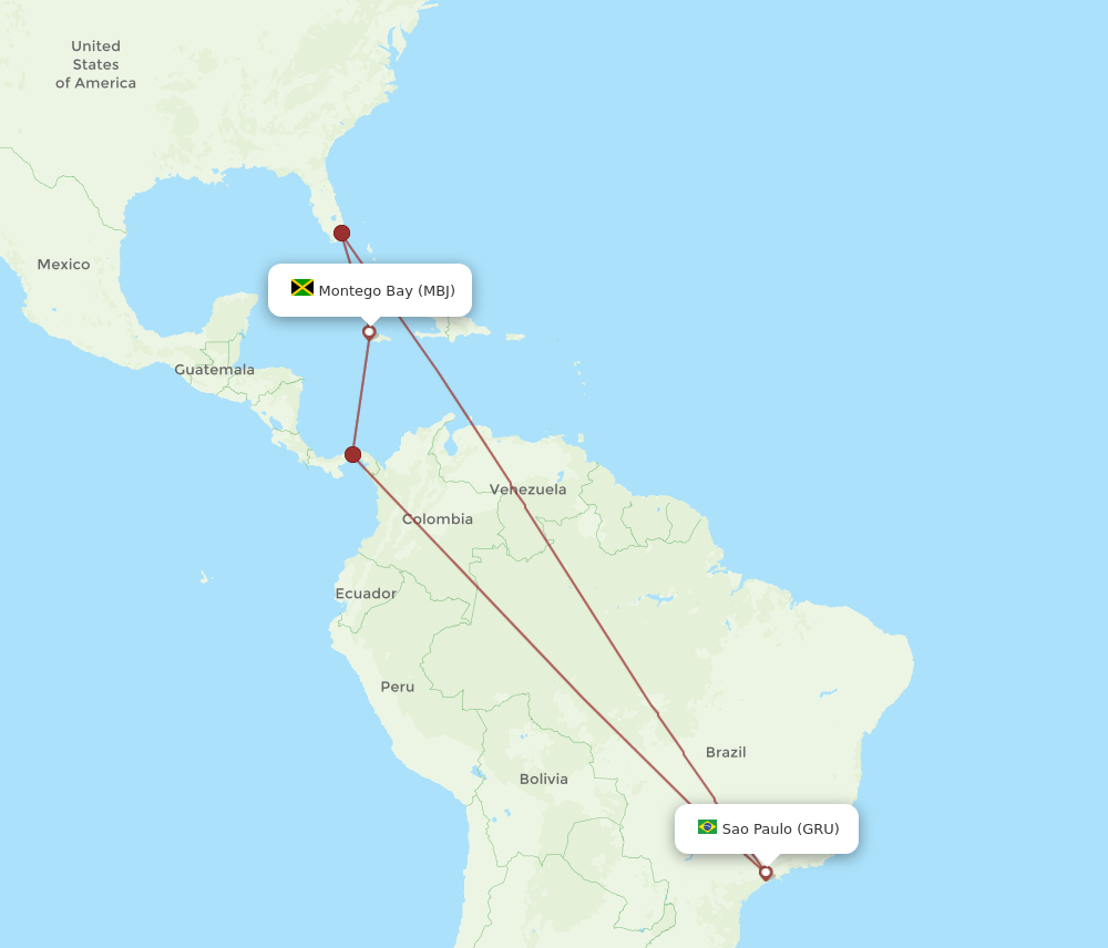 GRU-MBJ flight routes