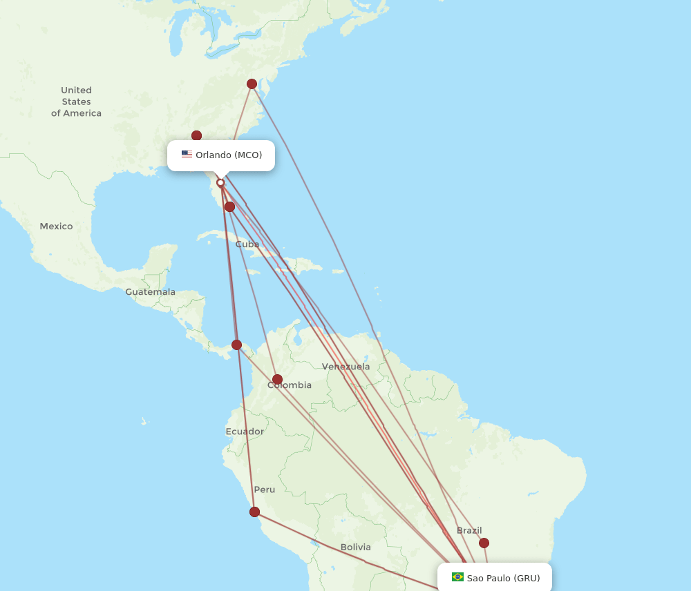 GRU-MCO flight routes