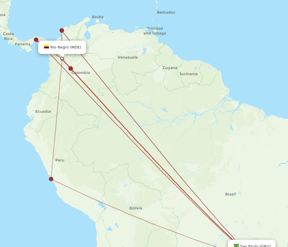 GRU to MDE flights and routes map