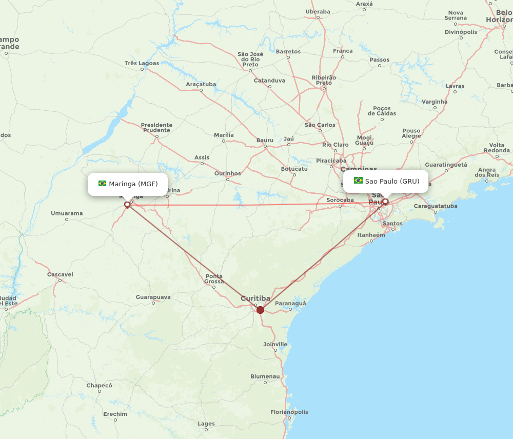 GRU-MGF flight routes