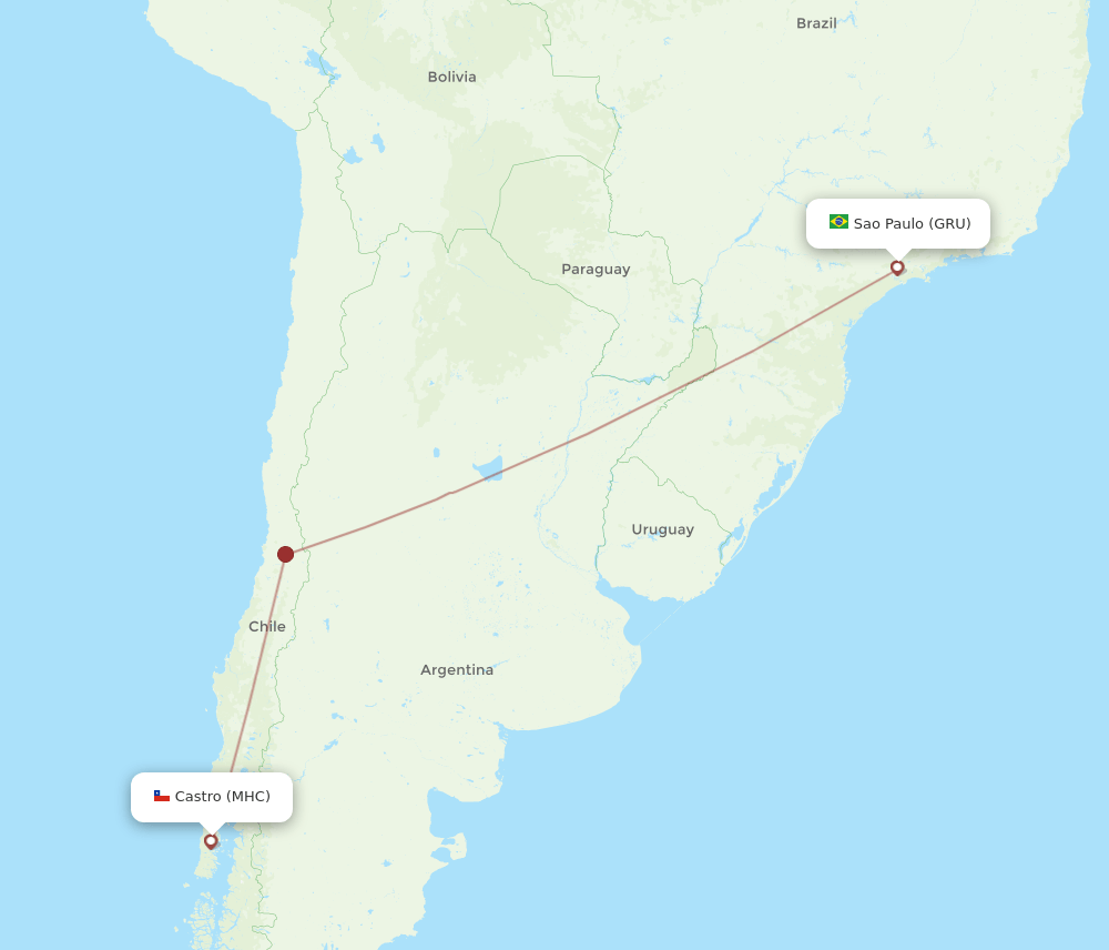 GRU to MHC flights and routes map