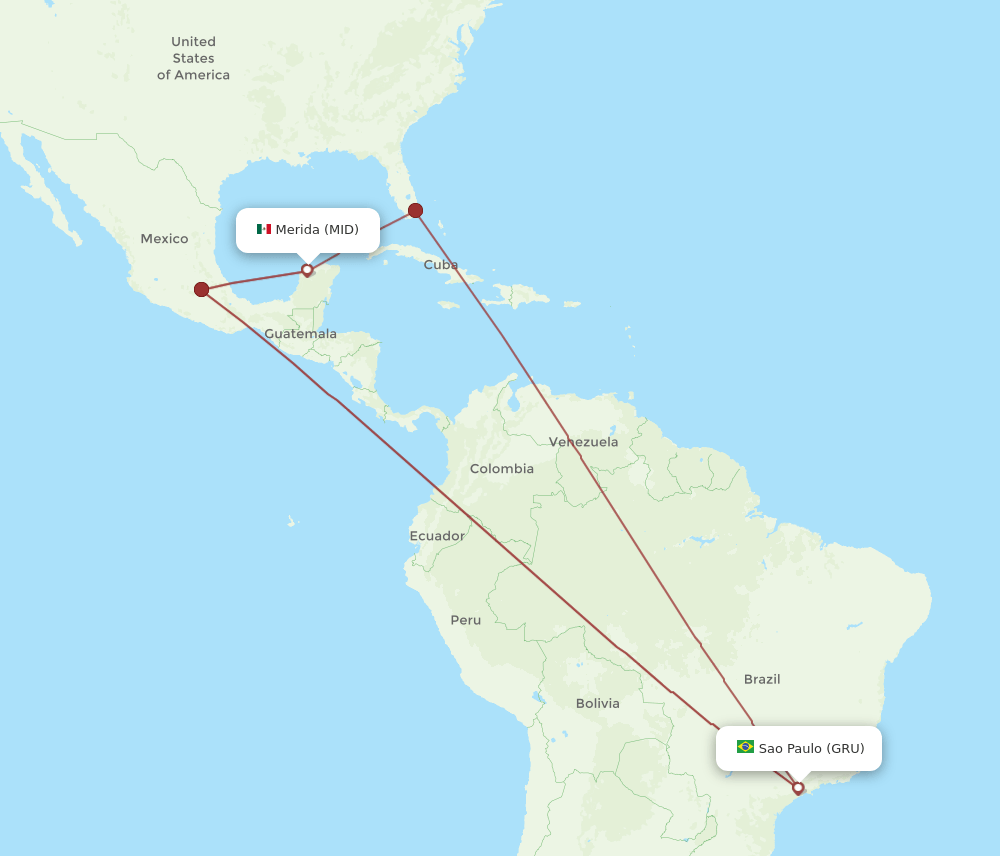GRU-MID flight routes