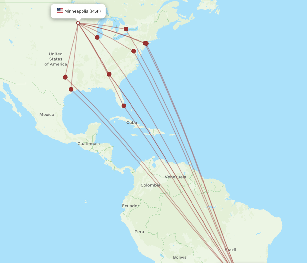 GRU-MSP flight routes