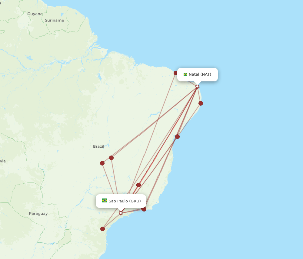 GRU-NAT flight routes