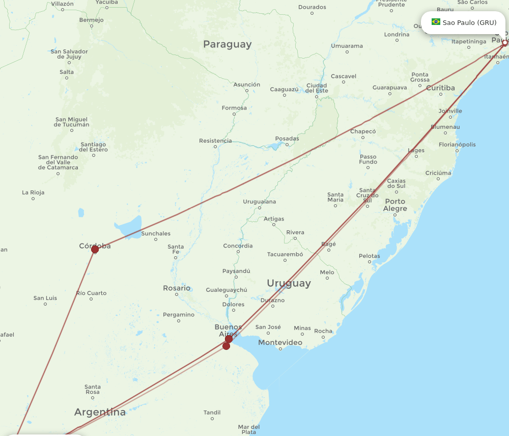 GRU-NQN flight routes