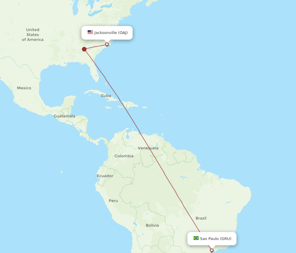 GRU-OAJ flight routes