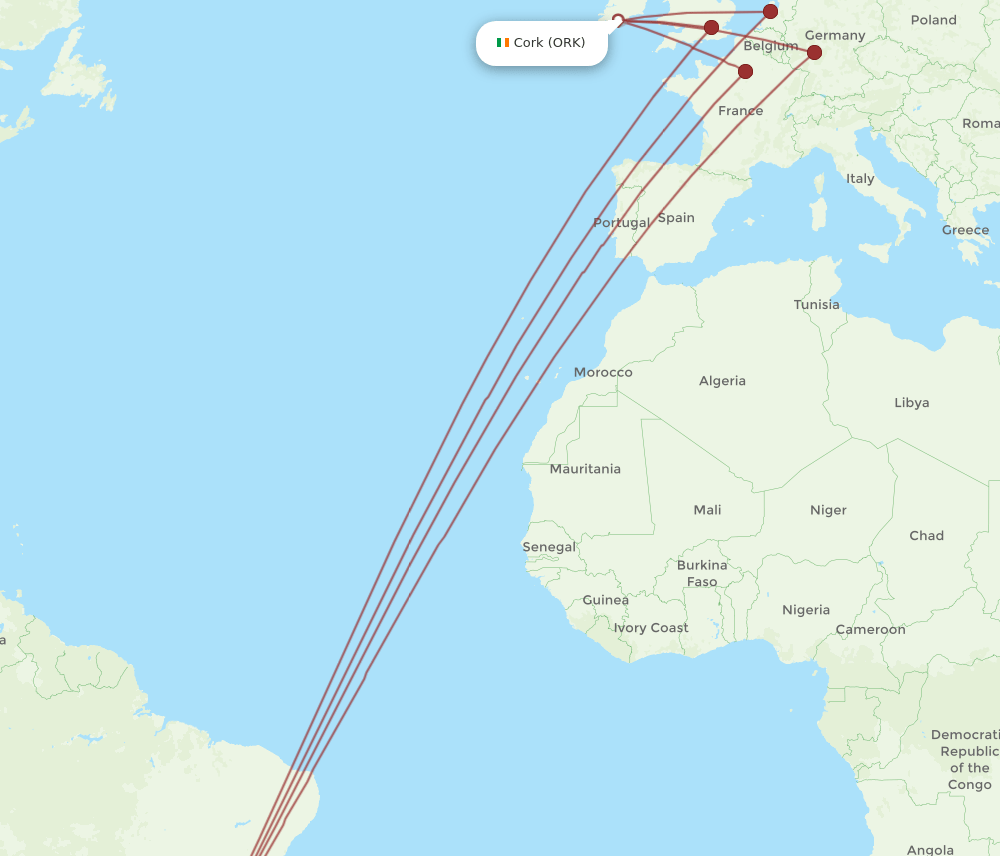 GRU-ORK flight routes