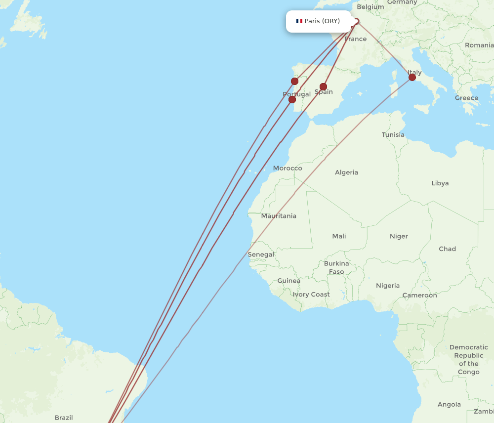 GRU-ORY flight routes