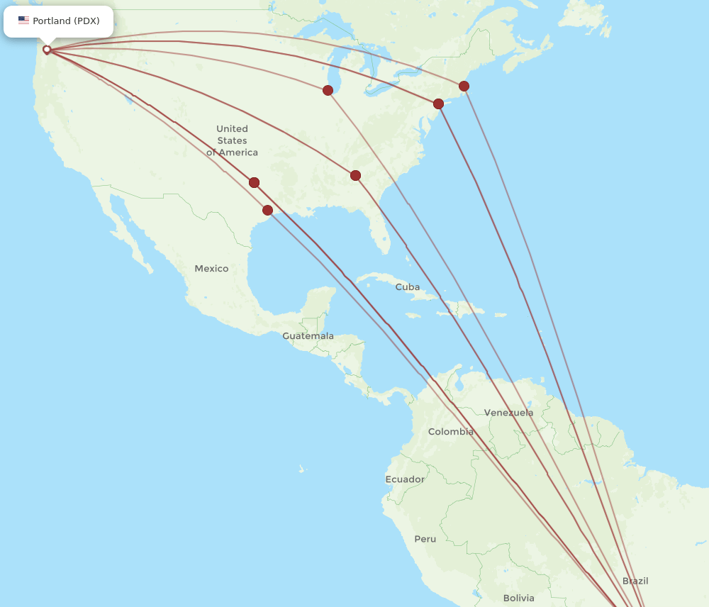 GRU-PDX flight routes