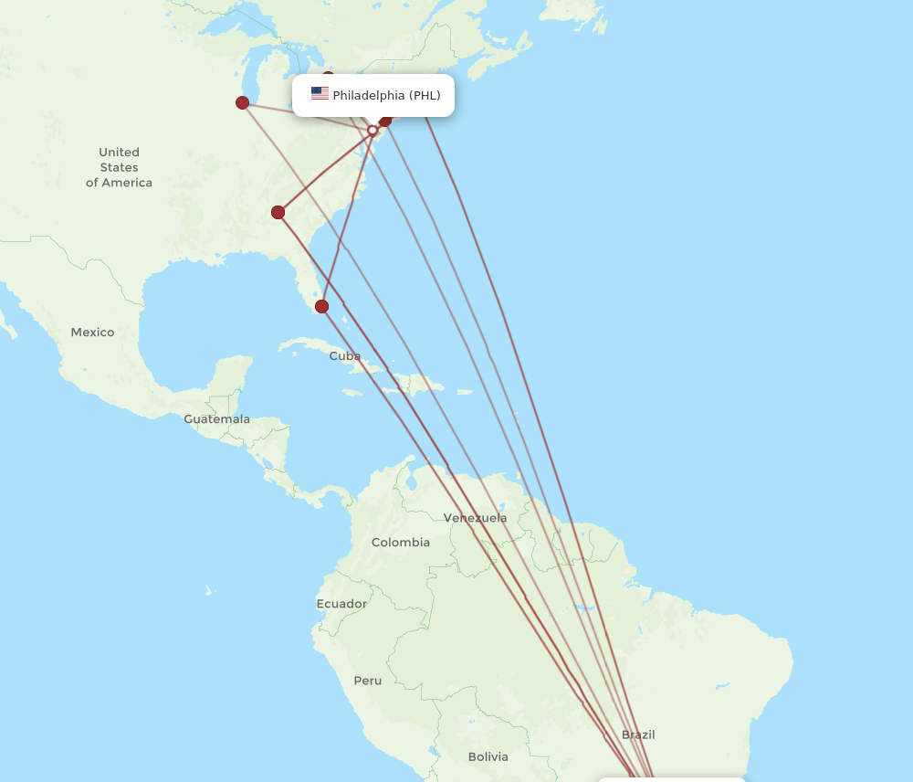 GRU-PHL flight routes