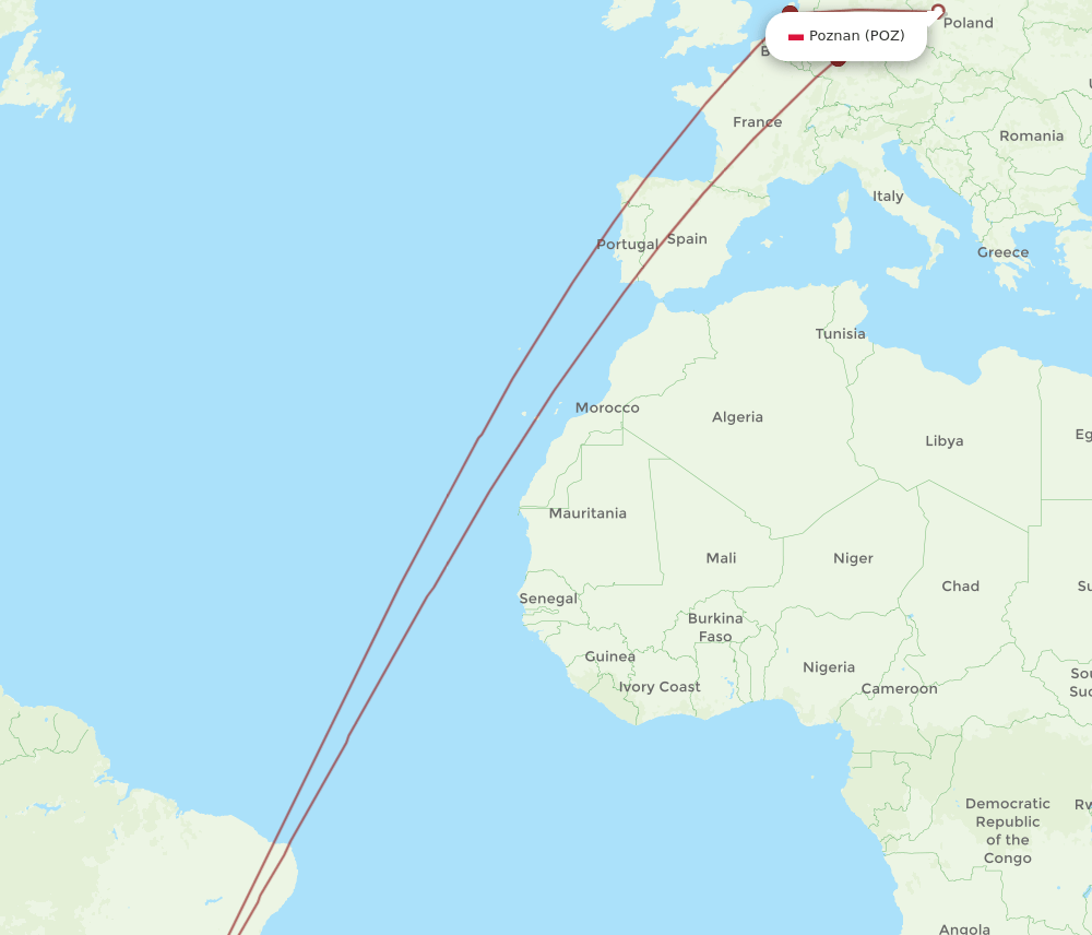 GRU-POZ flight routes