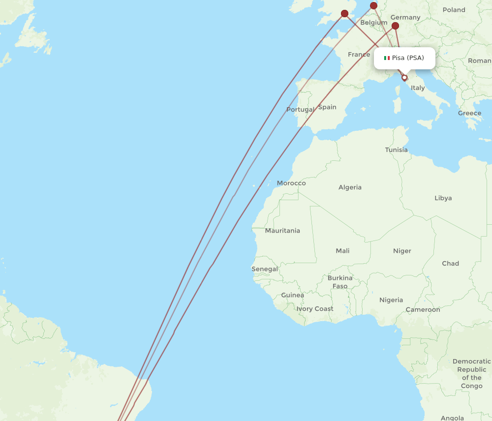 GRU-PSA flight routes