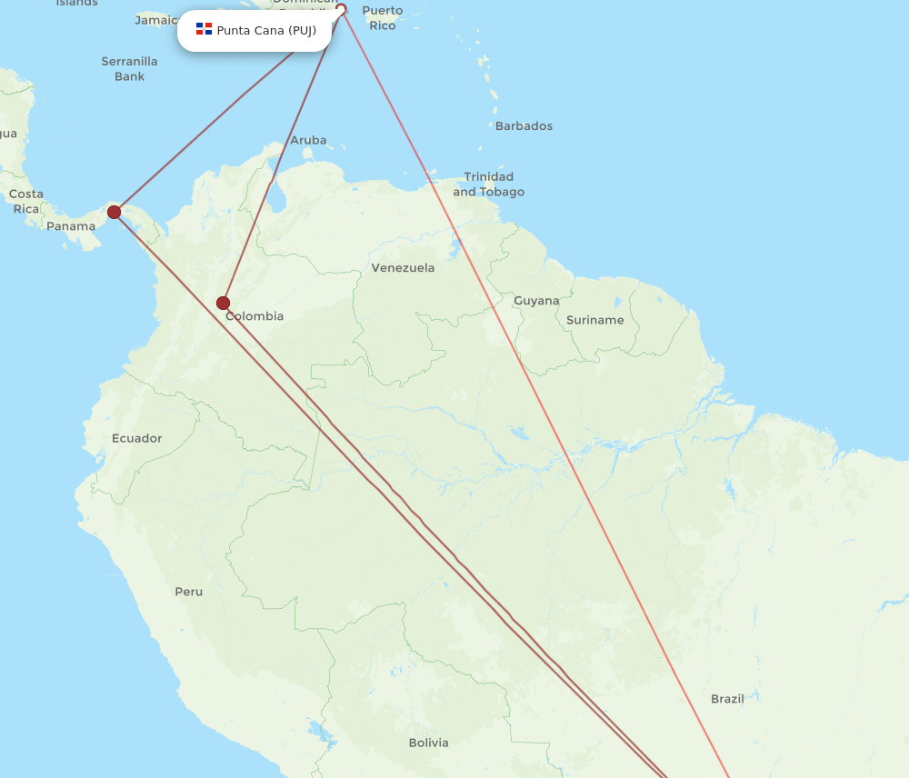 GRU-PUJ flight routes