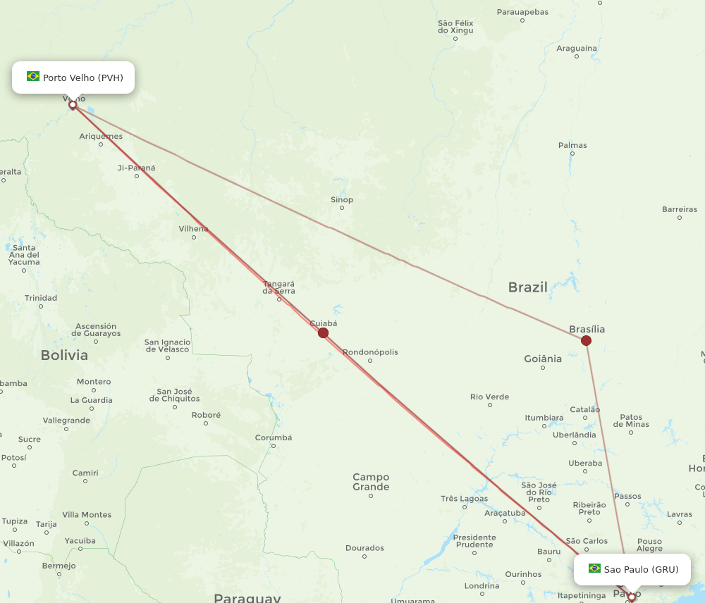 GRU-PVH flight routes