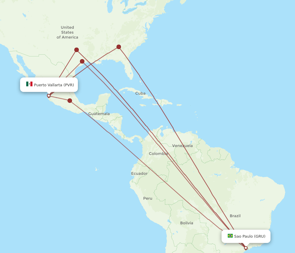 GRU to PVR flights and routes map