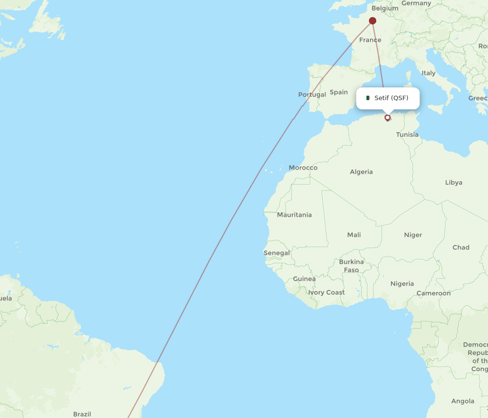 GRU-QSF flight routes