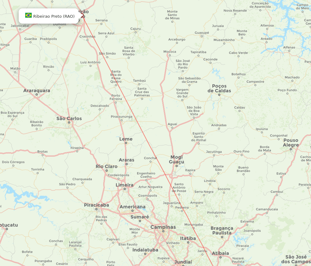 Sao Paulo - Ribeirao Preto route map and flight paths