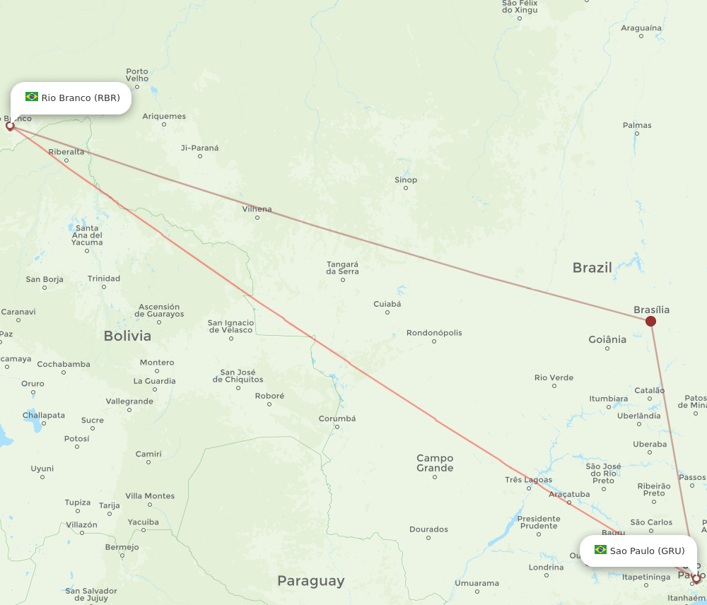 GRU-RBR flight routes