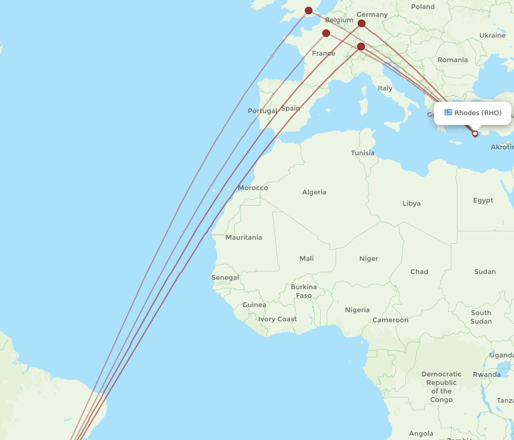GRU-RHO flight routes