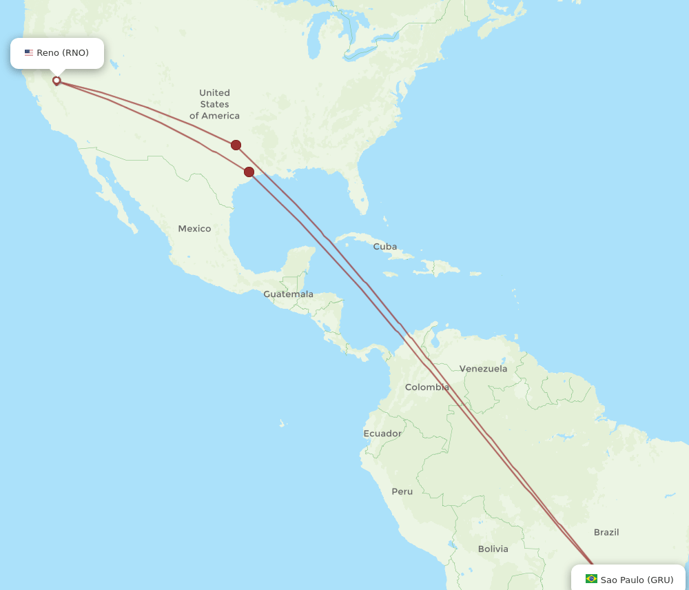 GRU-RNO flight routes
