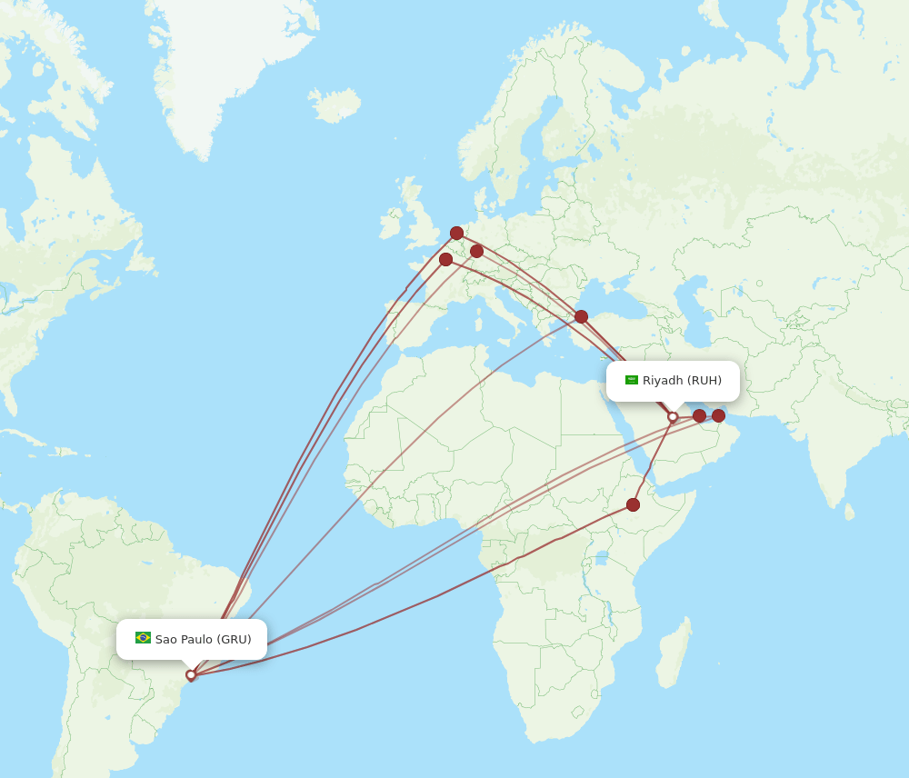 GRU-RUH flight routes