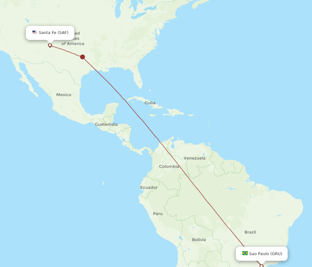 GRU to SAF flights and routes map