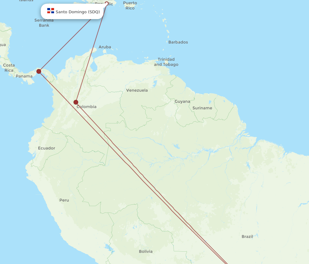 GRU to SDQ flights and routes map