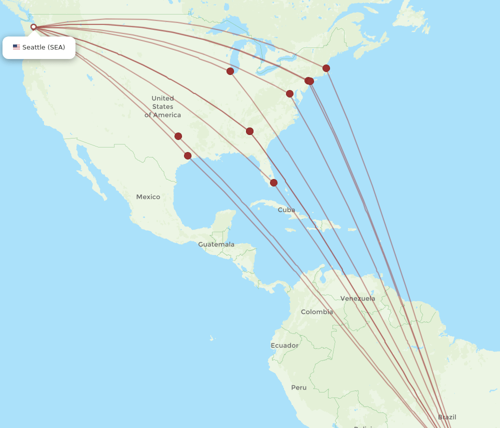 GRU-SEA flight routes