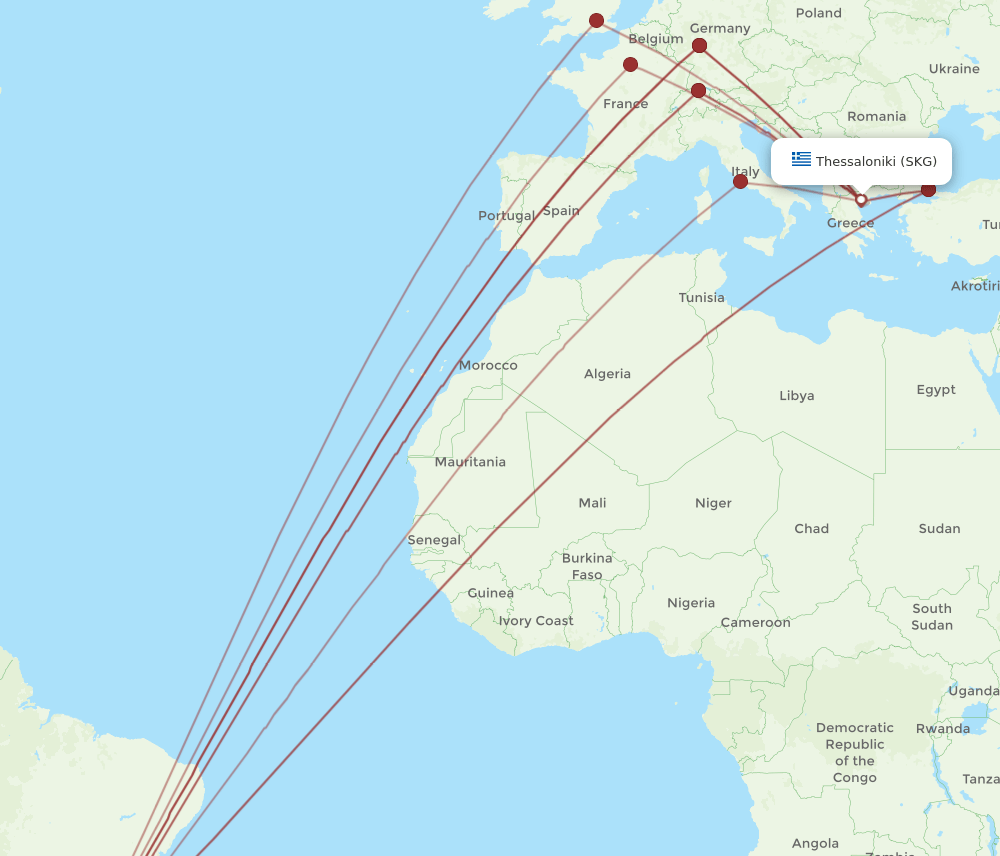 GRU-SKG flight routes