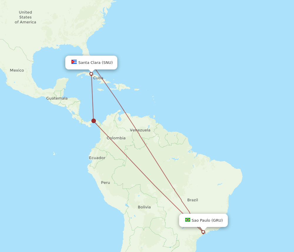 GRU to SNU flights and routes map