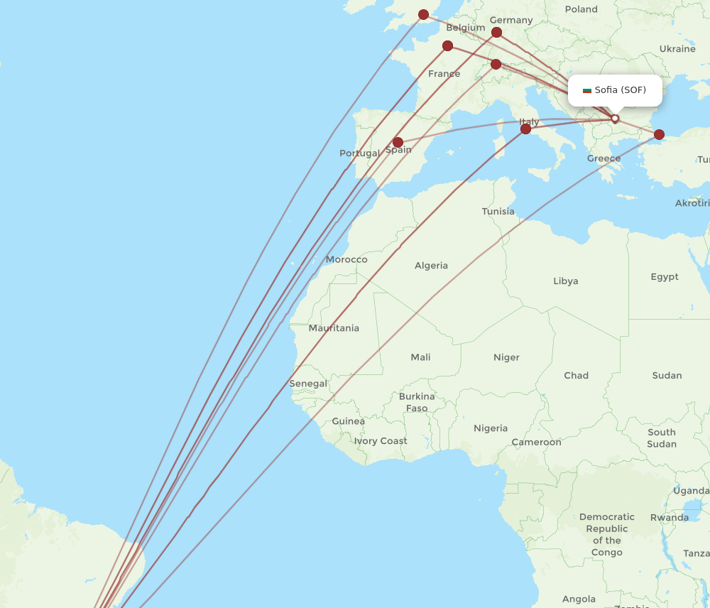 GRU-SOF flight routes