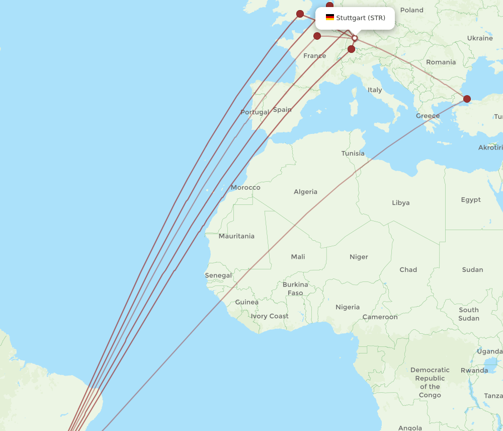GRU-STR flight routes