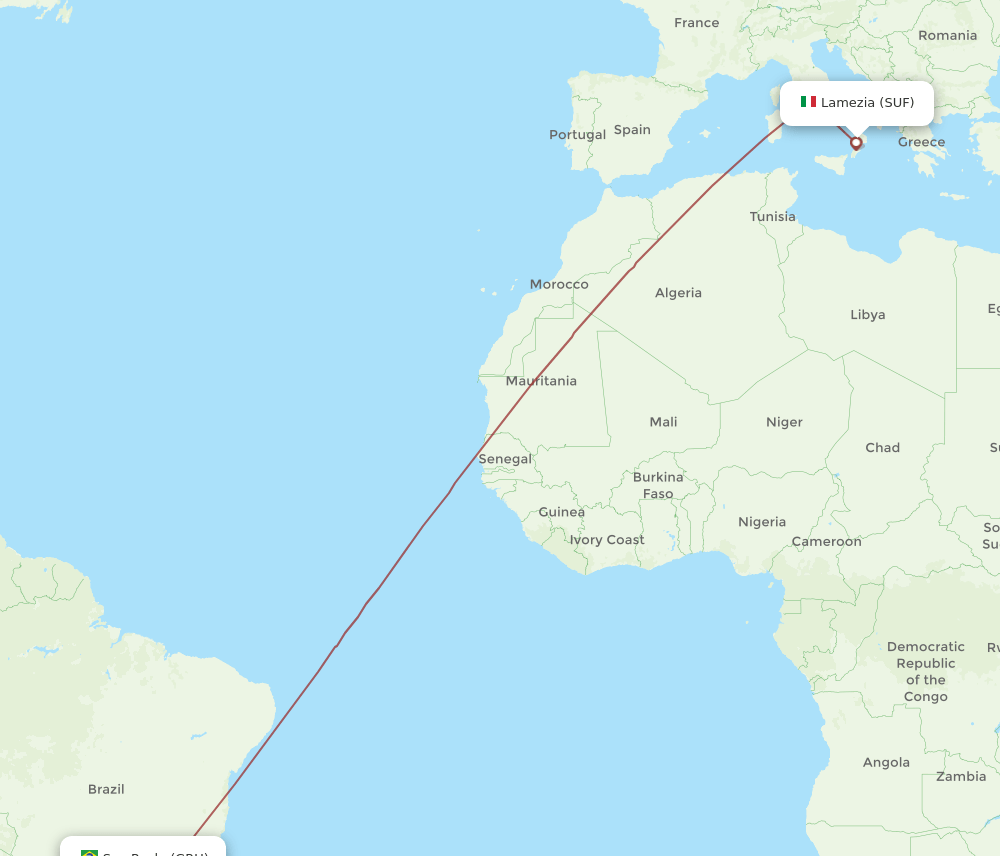 GRU-SUF flight routes