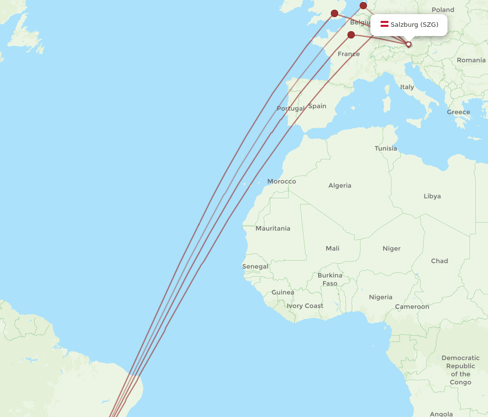 GRU-SZG flight routes