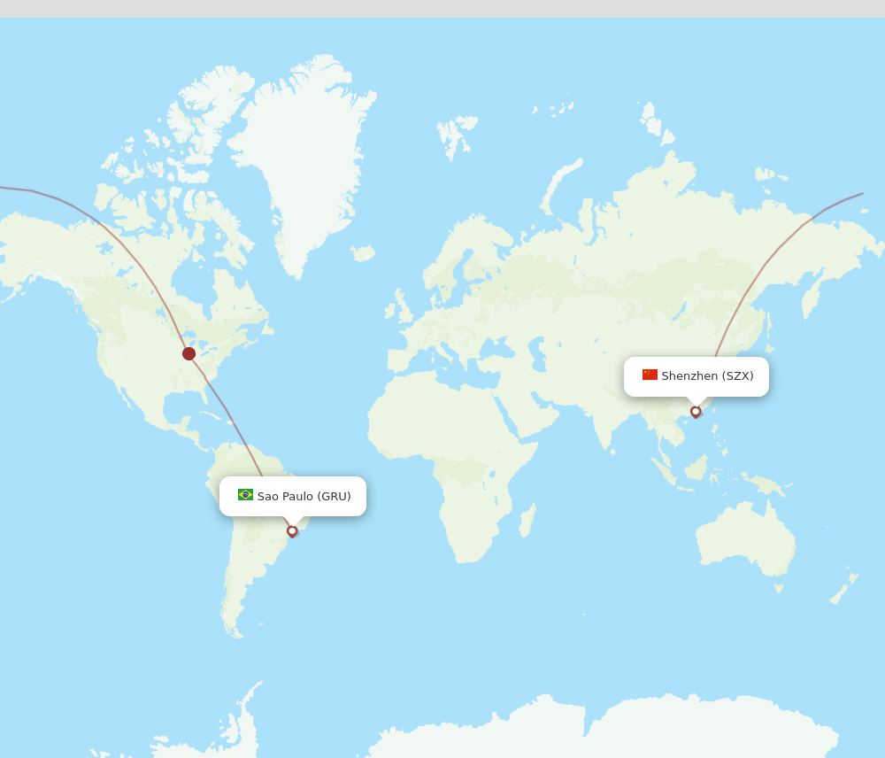 SZX to GRU flights and routes map