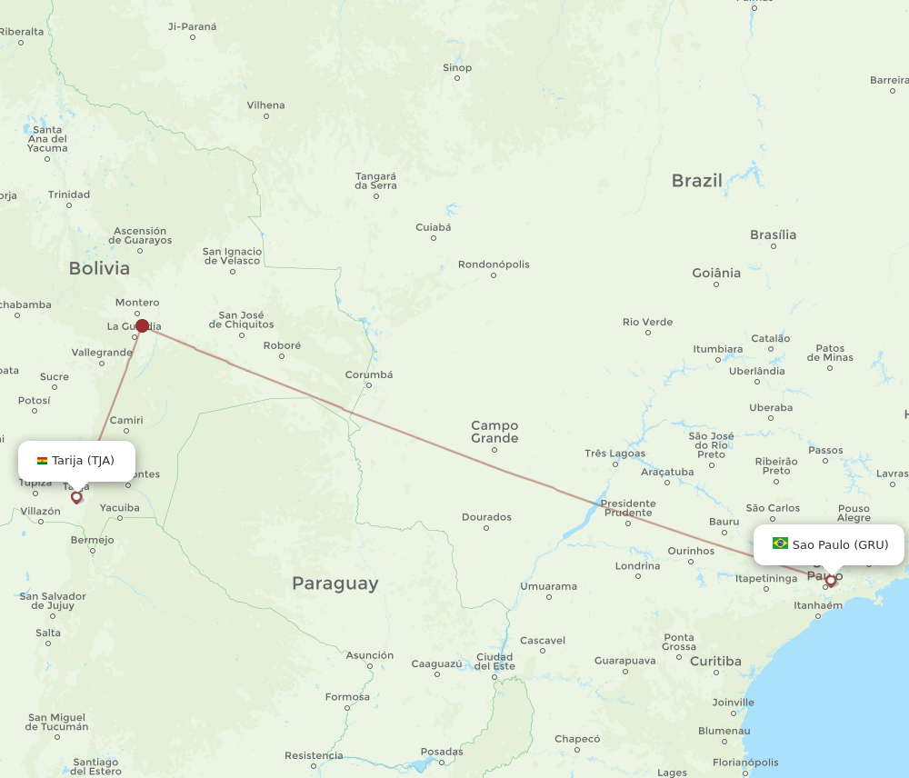 GRU-TJA flight routes