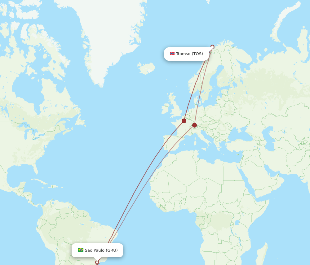 GRU-TOS flight routes