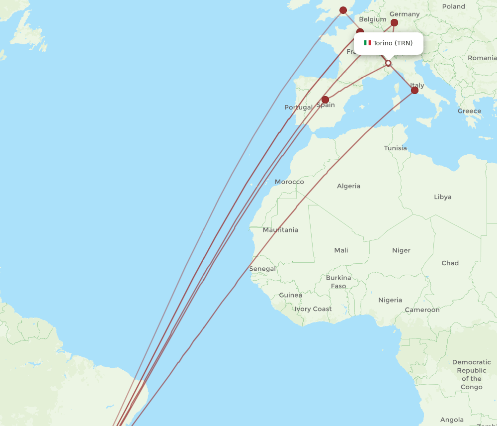 GRU to TRN flights and routes map