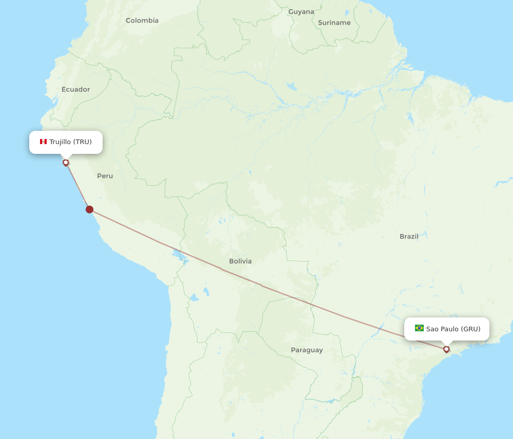 GRU to TRU flights and routes map